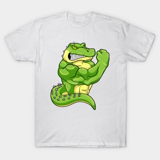 Crocodile as Bodybuilder with big Muscles T-Shirt